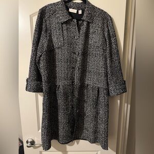 Black and White Herringbone Coat